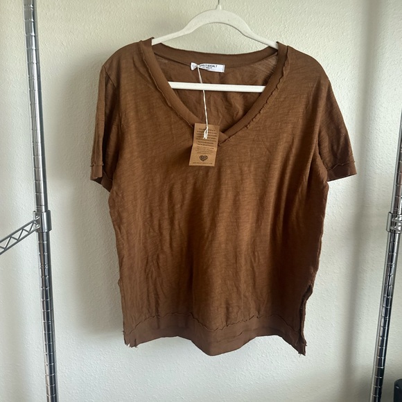 PROJECT SOCIAL T Brown V-Neck Women Top. - Picture 1 of 10